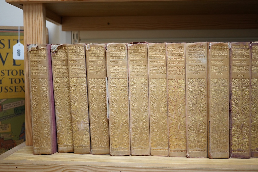 Kipling, Rudyard - The Works, 31 vols, 8vo, red cloth, gilt spines, MacMillan & Co. Condition - binding tatty